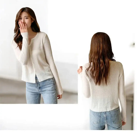 リブニットカーディガン