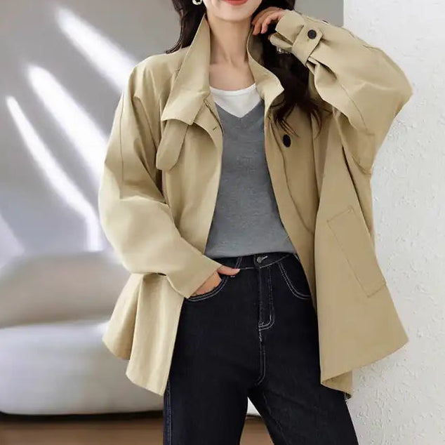 スタンドカラーオーバーライトコート