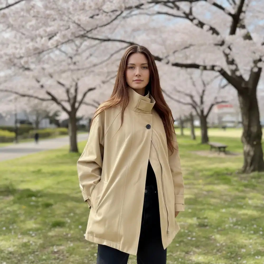 スタンドカラーオーバーライトコート